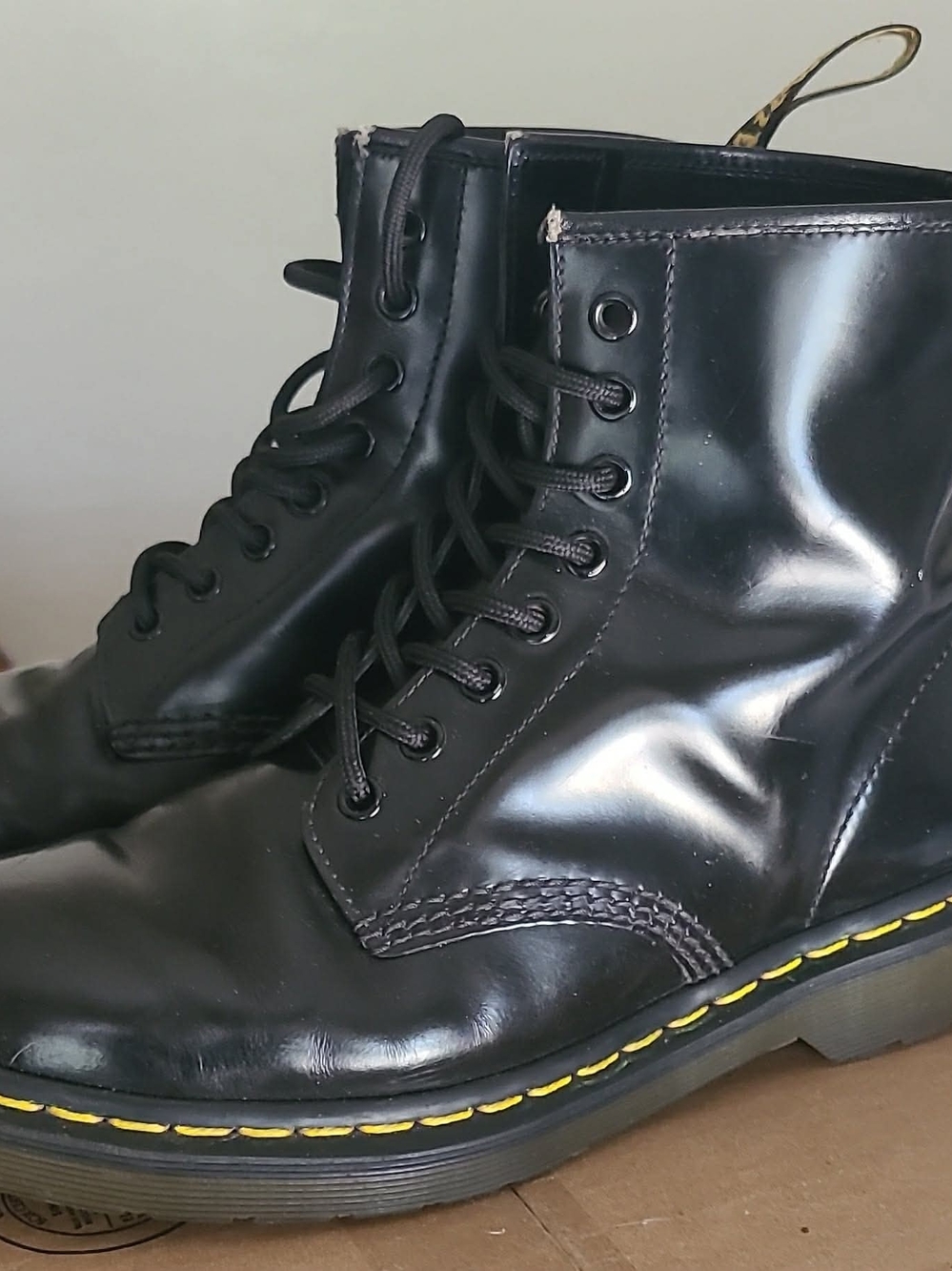 Dr.Martens Black Leather Combat Lace Up Boots Womens Size 8
